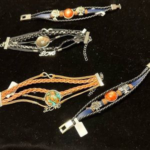 HAND PAINTED LEATHER BRACELETS by INDIANA ARTIST SUSAN OTTINGER One of Kind